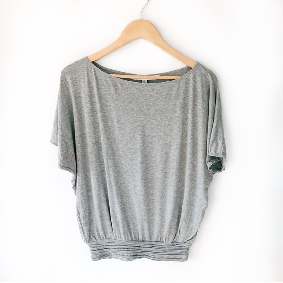 Max Studio Flowy Short Sleeve Tee Rouched